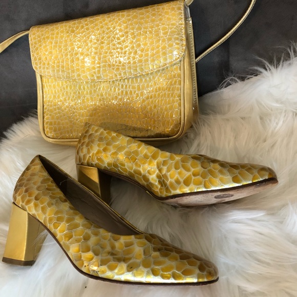 24 VINTAGE HEELS AND PURSE - crocodile style leather retro - Picture 9 of 17